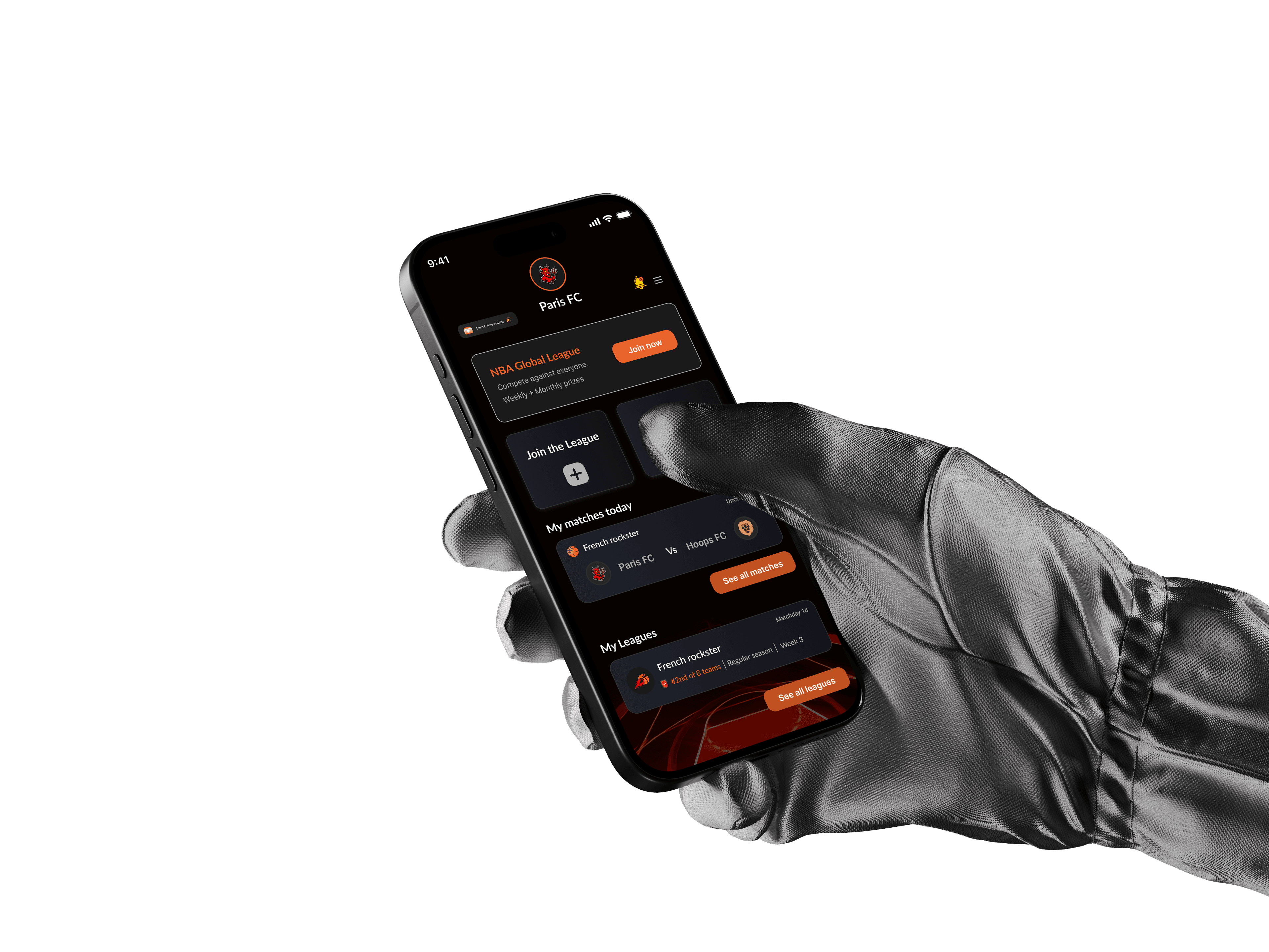 Hand holding mobile showing game application